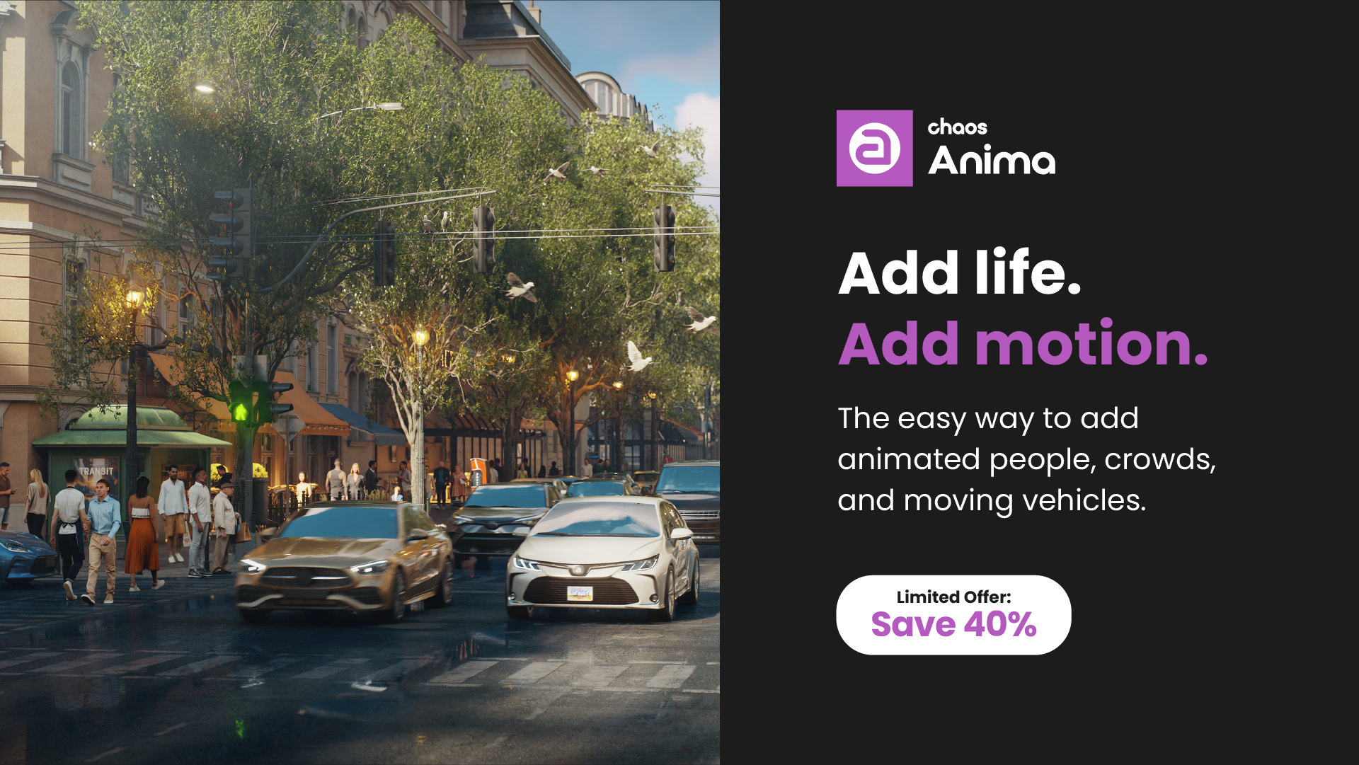 Animate Crowds and Traffic with Ease: Chaos Anima 40% Off